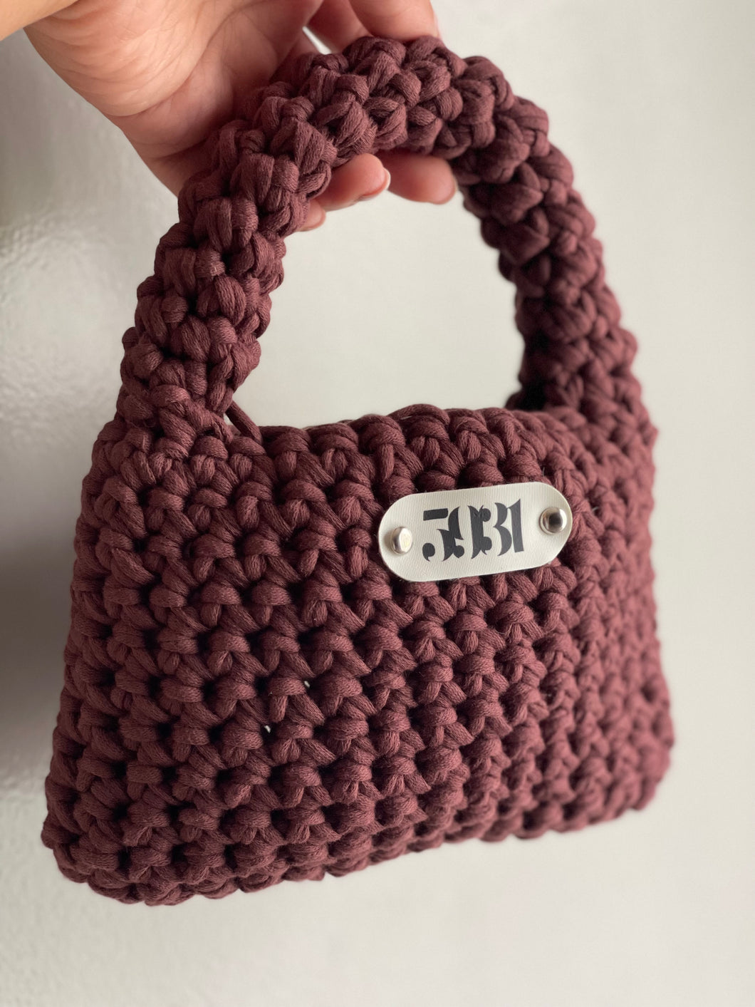 Chunky Crochet Handbag - Chocolate Mini